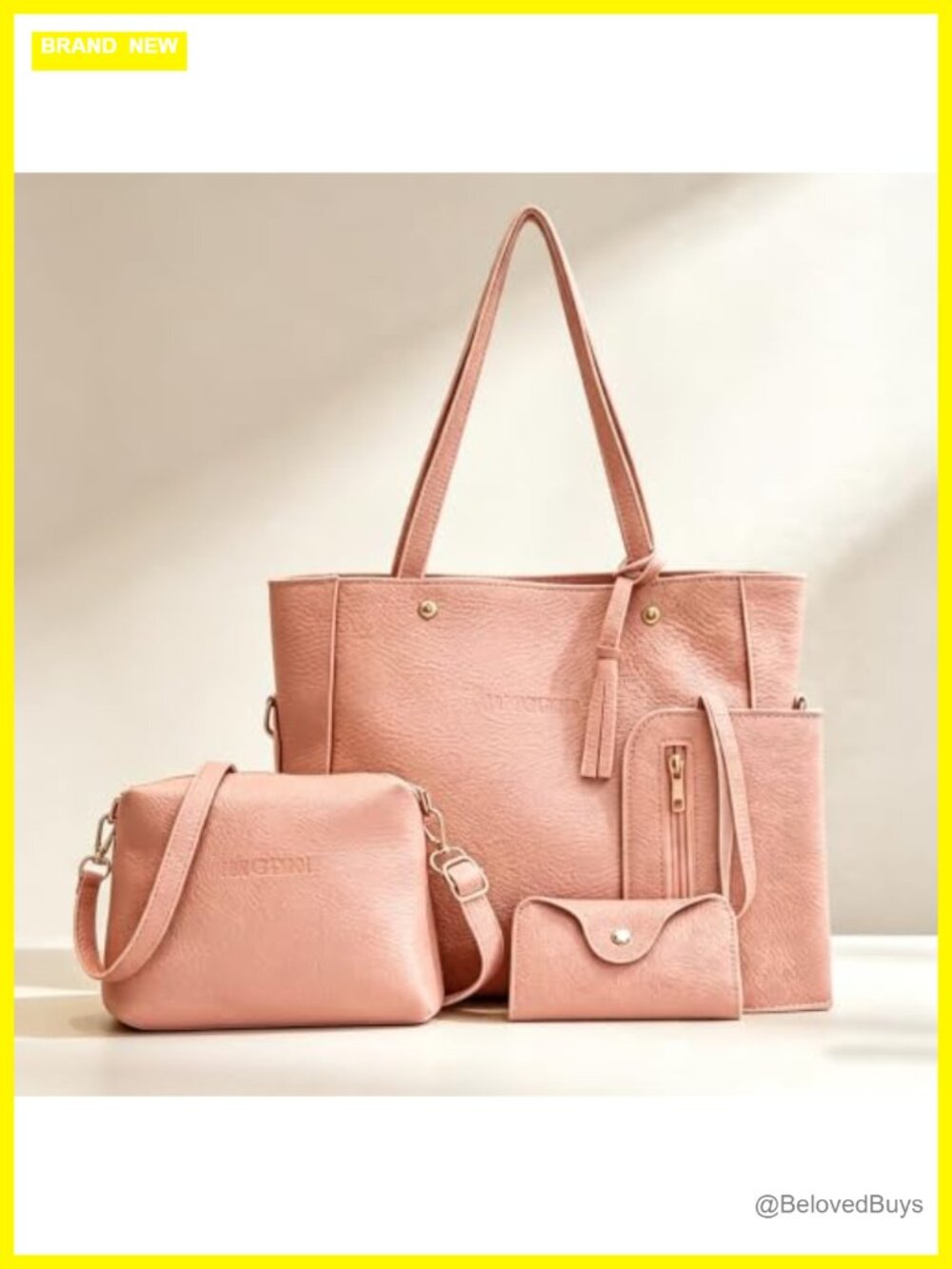 4-Piece Women's Purse Set Tote Crossbody Clutch Card Case Handbag